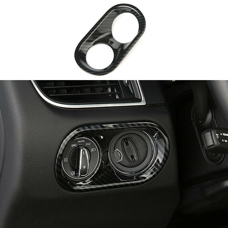 Carbon fiber style headlight switch button protective cover suitable for Porsche Macan 2014 - 2020