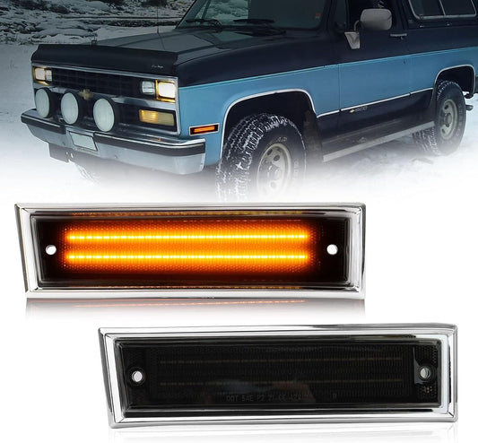 2x Side Marker Light Smoke Lens For 1981-1991 for Chevy for GMC C10 C20 C30 Pickup