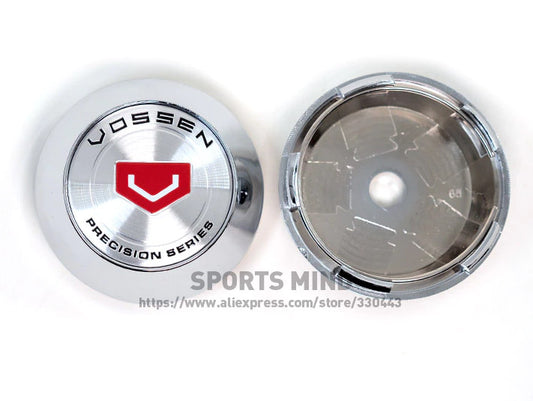 4-piece set of 65mm Vossen logo wheel center caps, hubcaps, rim caps, badges, silver rims, TE37