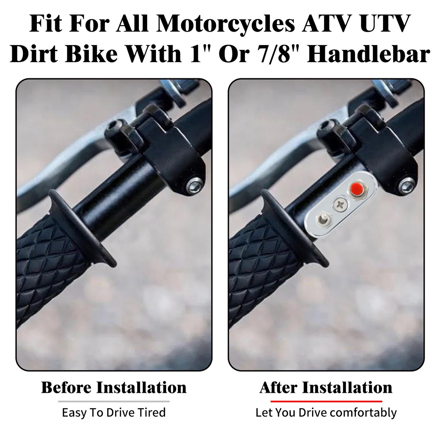 Chrome Control Button Toggle Push Switch ON/OFF/ON For Universal 17/8Handlebar
