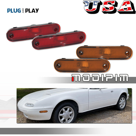 Suitable for 1990-05 for Mazda Miata MX-5 Front and Rear Bumper Side Marker Light Kit (Pair)