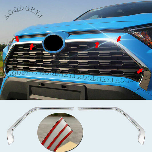 Stainless Front Grill Grille Molding Cover Trim Strips for Toyota Rav4 2019-2022