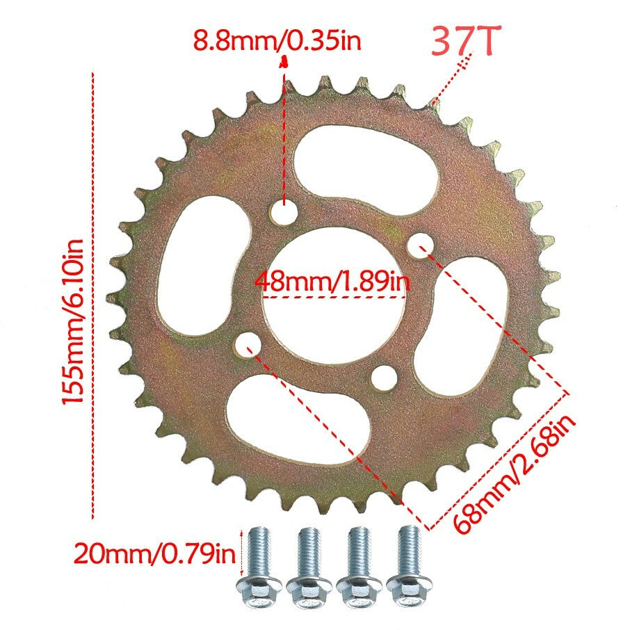 420 37T Rear Chain Sprocket Cog Pit Dirt Bike ATV Quad Go Kart Buggy 110cc 125cc