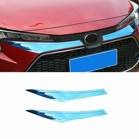 2X for Toyota for Corolla 2019-2023 Blue Stainless Front Bumper Center Grille Mess