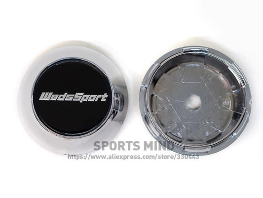 4x68mm Weds Sport badge wheel center cap hubcap rim cap badge black chrome-plated