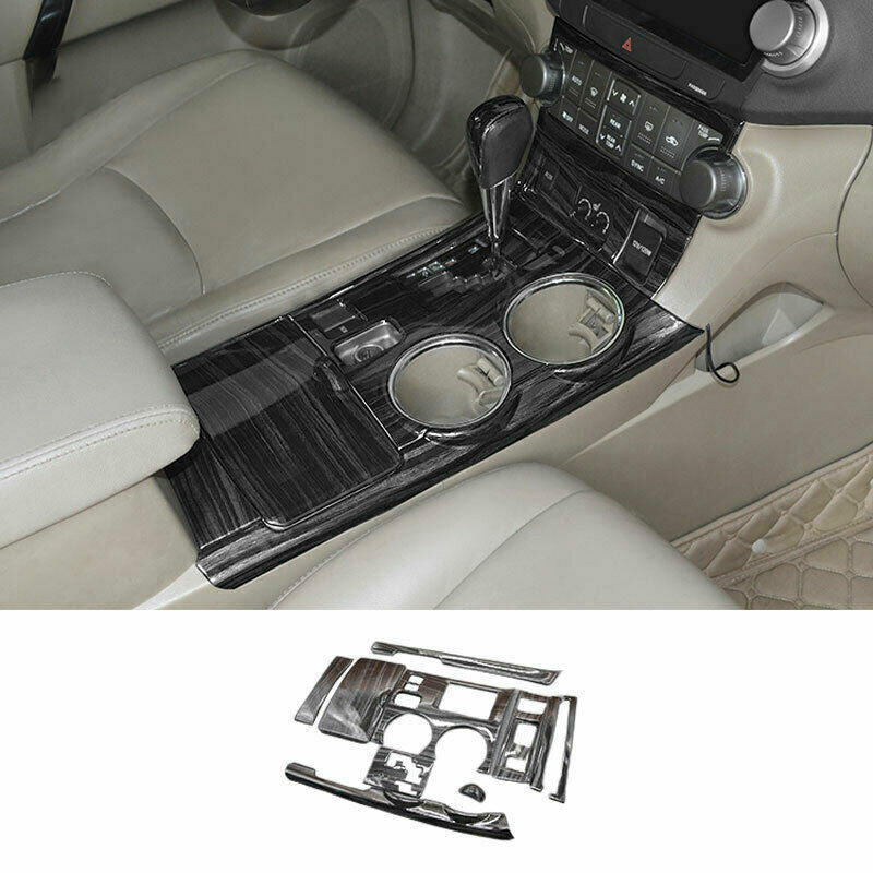 for Toyota Highlander 2008-2013 Black Wood Grain Console Gear Shift Panel Trim