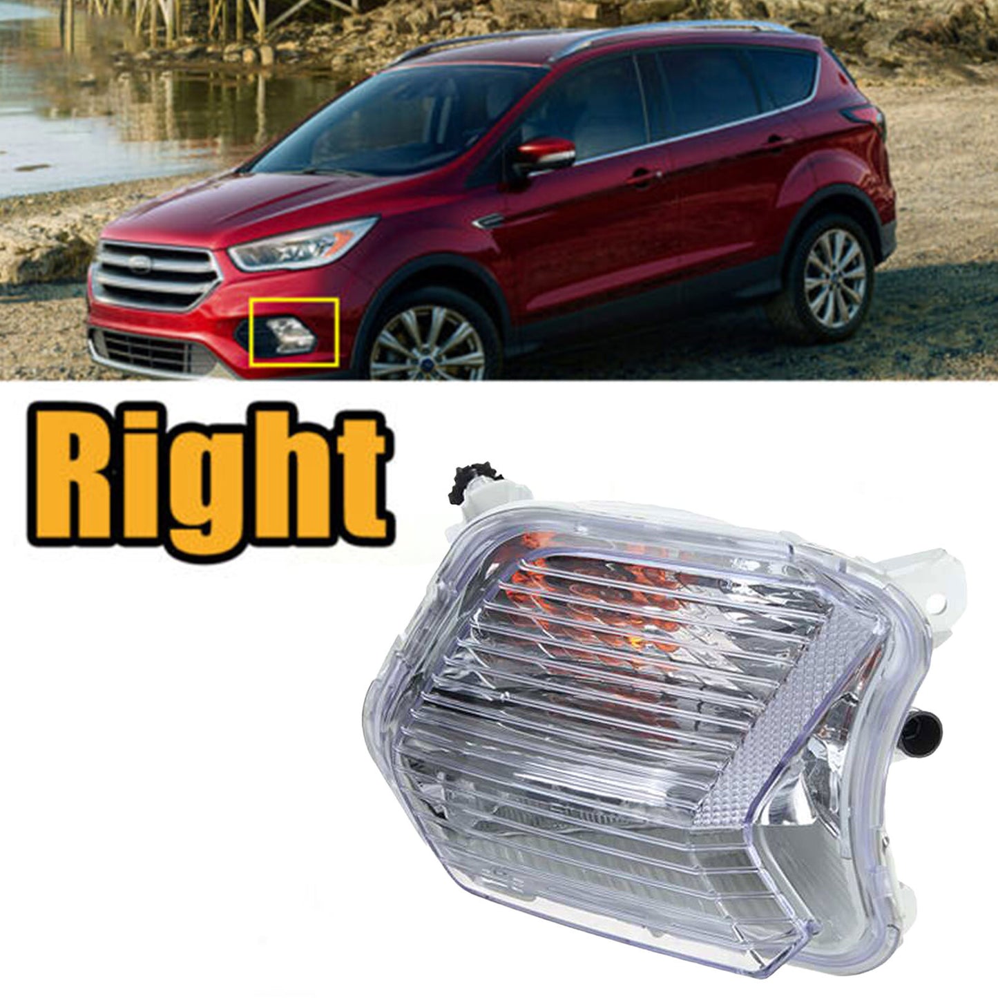 for Ford Escape Kuga 17-19 Right Front Fog Lights Turn Signal Lamp with Bulb AT