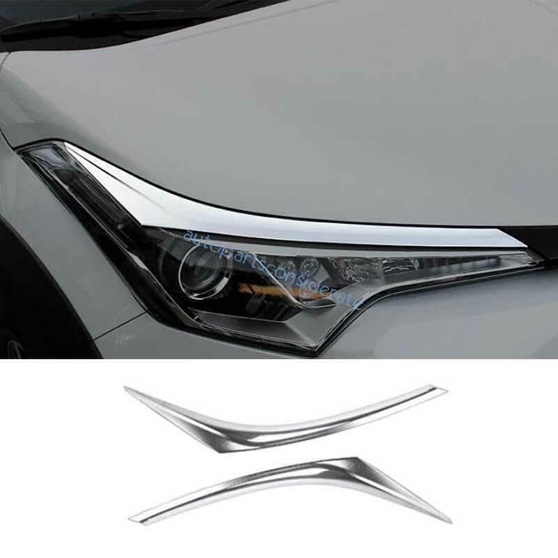 for Toyota CHR C-HR 2018-22 Chrome Front Headlight Lamp Eyebrow Strip Trim 2PCS