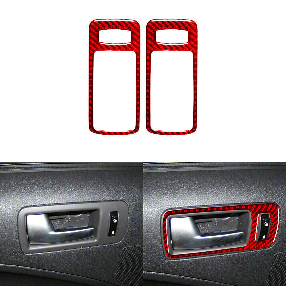 Red Carbon Fiber Door Handle Decorative Cover Trim for Ford for Mustang 2005-2009