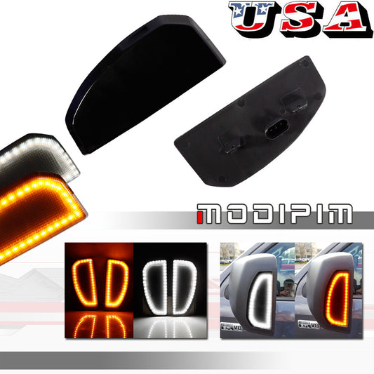 2-Piece Smoked Lens White/Amber Switch LED Side Mirror Light for 2007-2021 Tundra