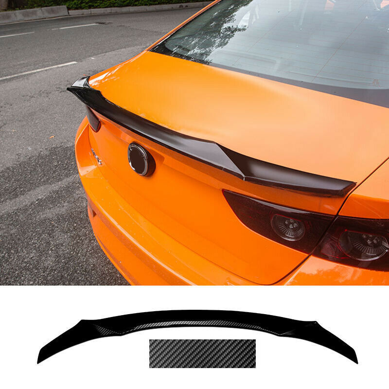 Carbon Look Rear Trunk Lip Spoiler Decor Wing for Mazda 3 Axela sedan 2019-2024