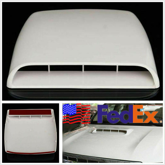 3D White Car Air Flow Intake Hood Scoop Vent Bonnet Decor Cover Decal
