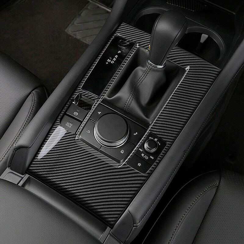 Carbon Fiber Interior Console Gear Shift Box Panel Cover Trim for Mazda 3 20-22