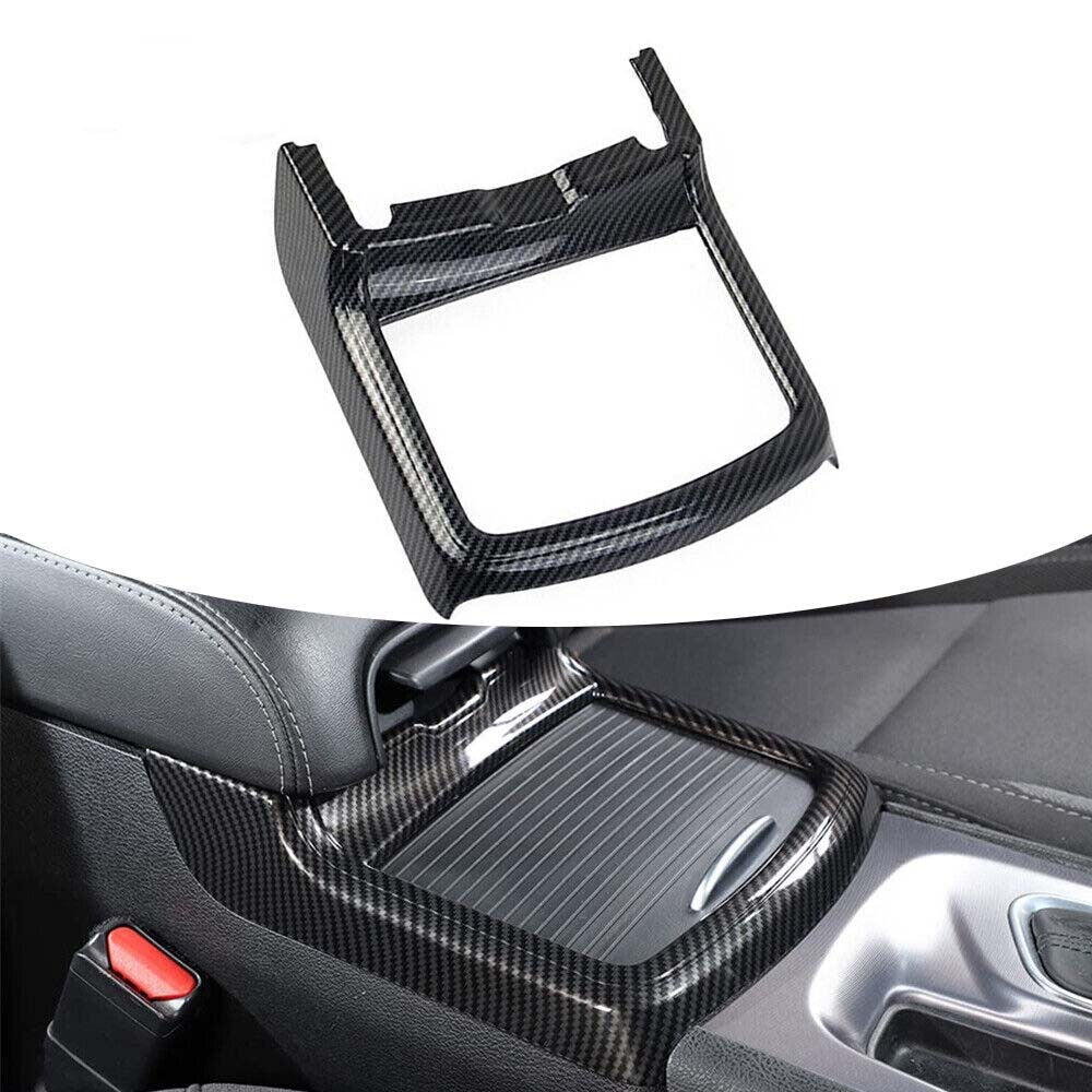 Carbon Fiber Inner Central Control Water Cup Holder Cover Trim for Dodge Charger