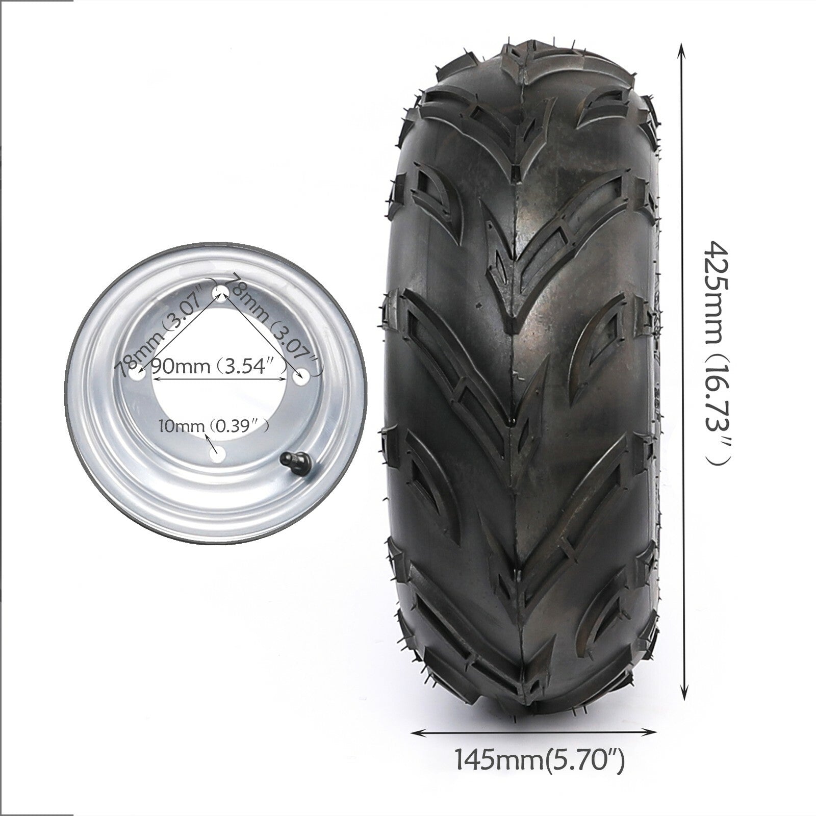 16x8-7 tire 4-ball wheel assembly for all-terrain vehicles, four-wheel off-road vehicles, go-karts, 7-inch wheels