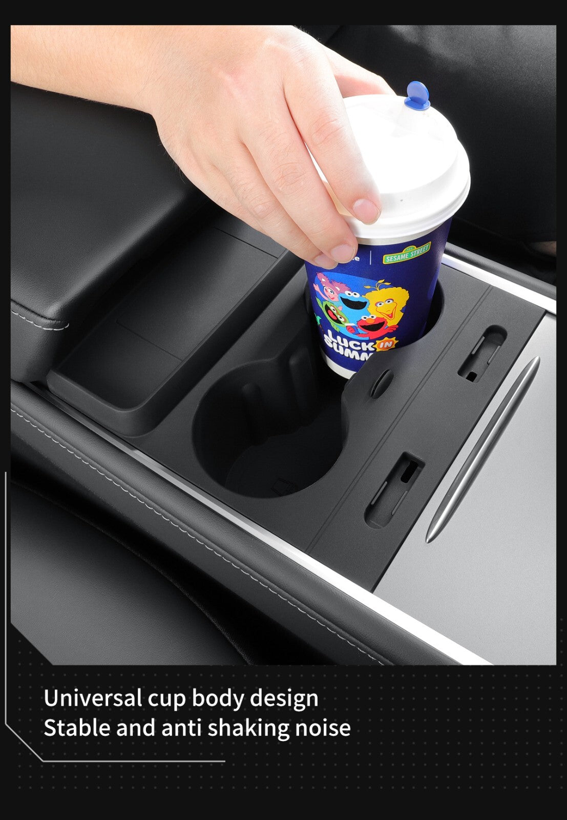 for Tesla for Model Y /3 Central Control Storage Box Cup Holder Drinks Grey