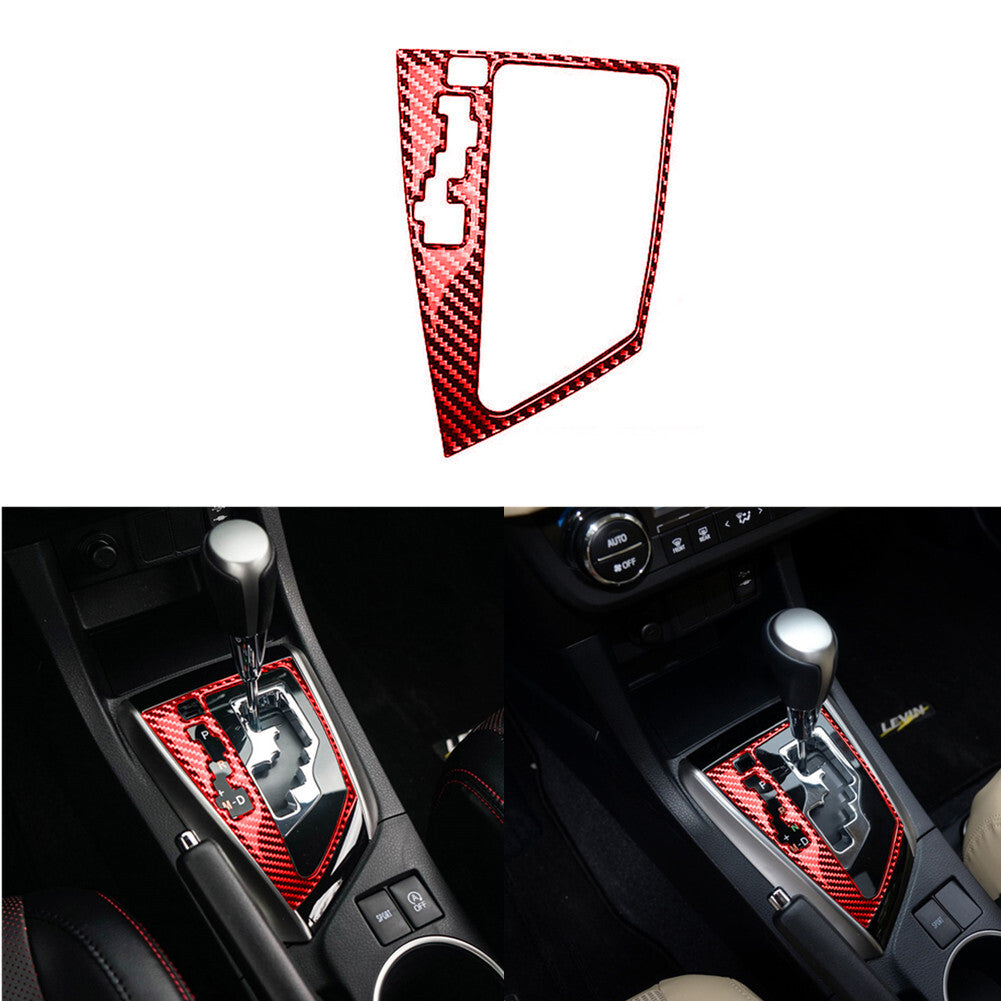 Red Carbon Fiber Interior Gear Shift Panel Cover Trim for Toyota for Corolla 2014-18