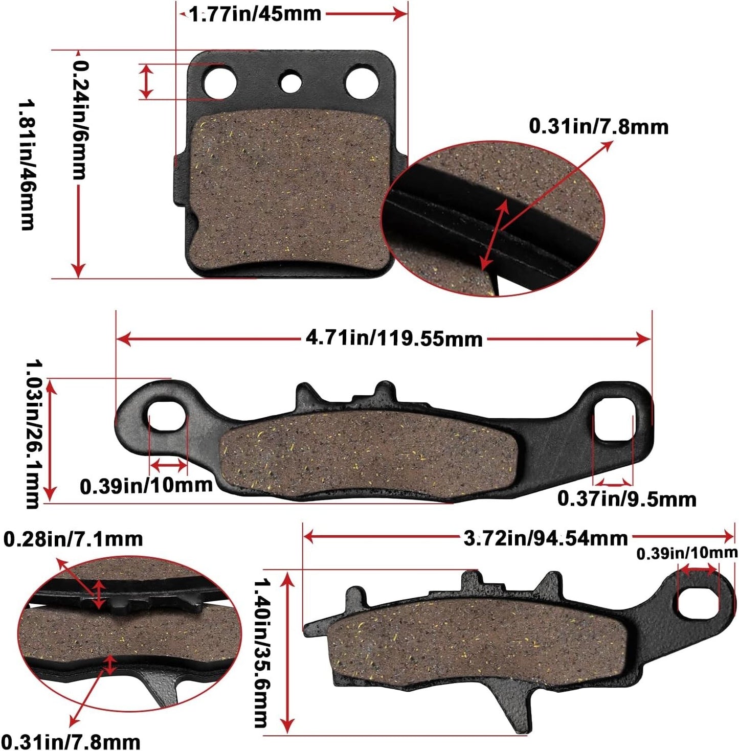 Front Rear Brake Pads for Kawasaki KFX 450R KFX450R KSF450 2011 2012 2013 2014