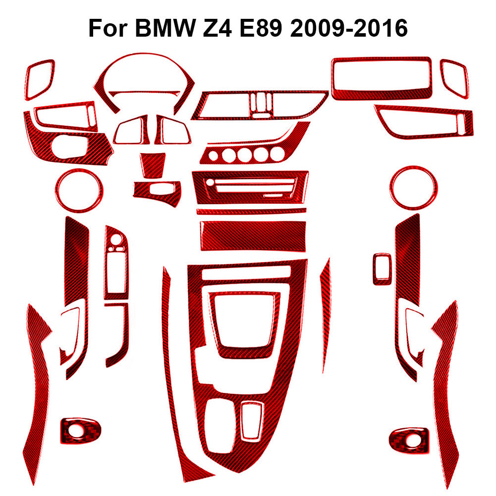 37Pcs Red Carbon Fiber Full Interior Kit Cover Trim for BMW Z4 E89 2009-2016