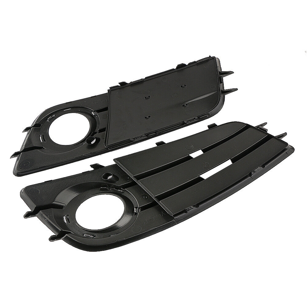 Left + Right Fog Light Grille S-Series Bumper Matte Black for Audi A4 B8 2008 - 2012