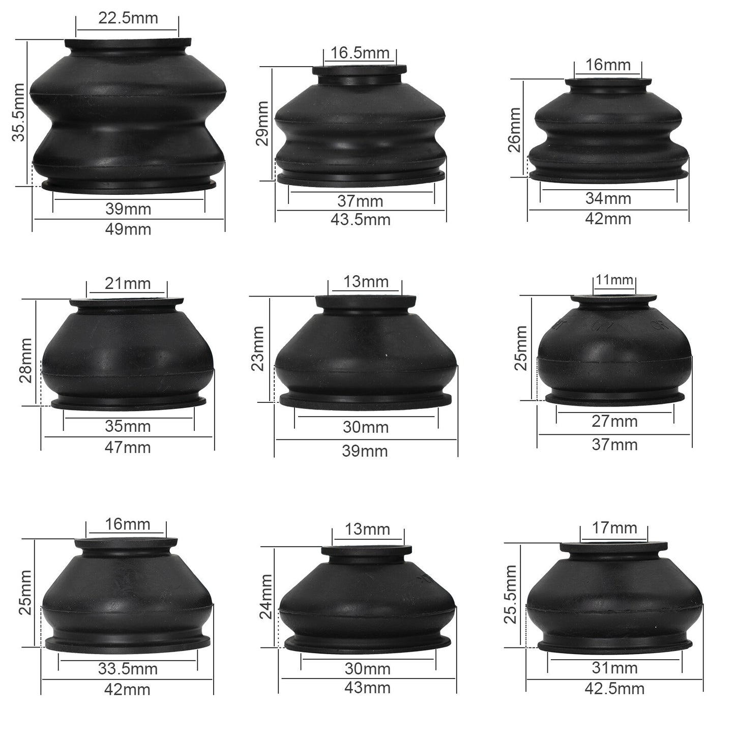14x Multipack Universal Rubber Ball Joint Cover Dust Boots Track Tie Rod End Kit