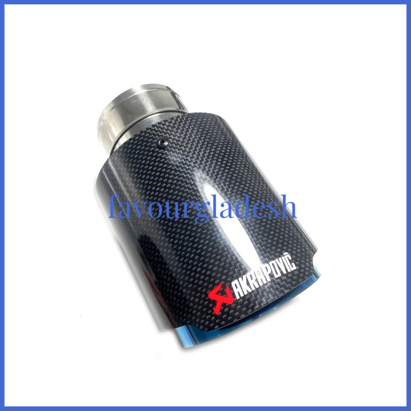 1X 2.5 63mm  3.076mm Akrapovic Glossy Carbon Fiber Exhaust tip Blue End pipe