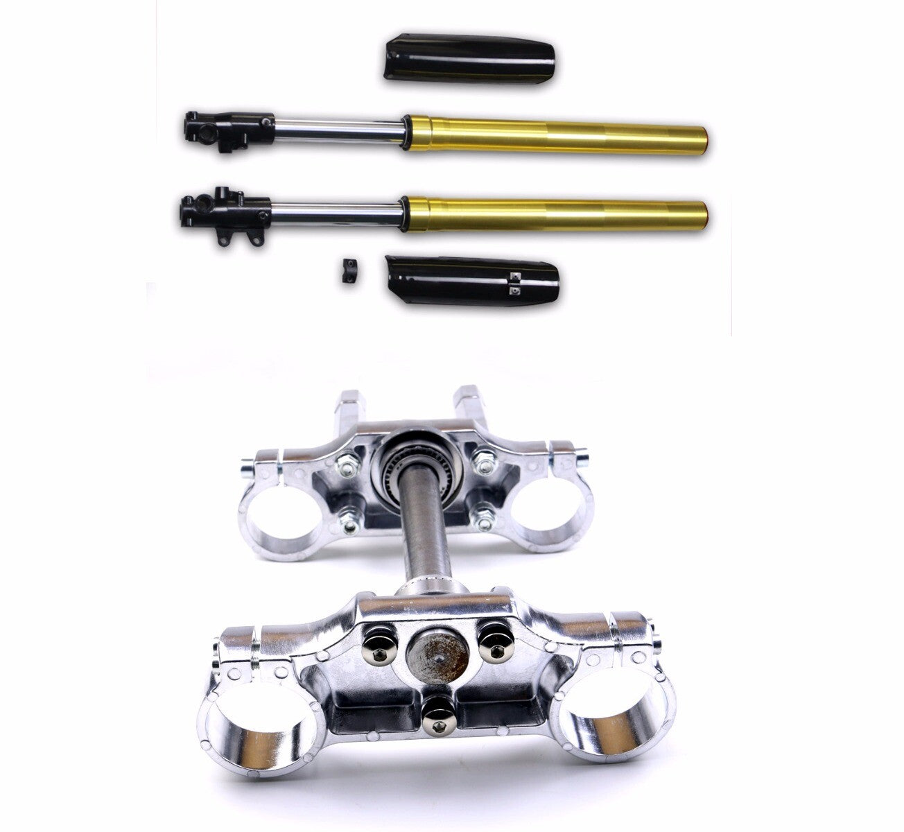 45/48mm front fork with shock-absorbing triple clamp for 110cc, 125cc, and 140cc Apollo Dirt Pit bicycles