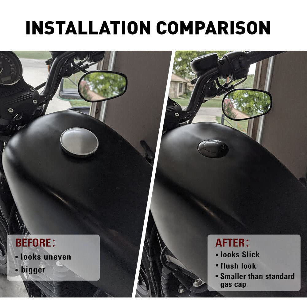 Black Pop Up Vented Flush Mount Fuel Tank Gas Cap Fit for Harley Screw In Type
