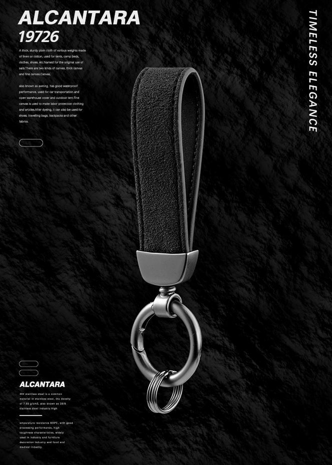 Black and red suede car keychain/key ring/horseshoe buckle accessory for Audi Q5.