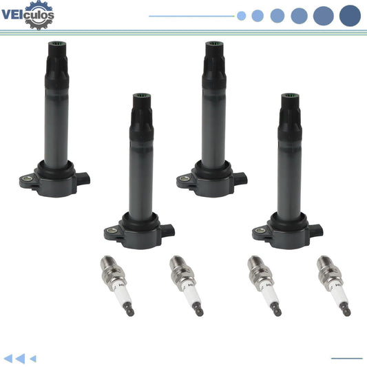 4x Ignition Coil + 4x Spark Plug For 2007-2016 for Jeep Compass Patriot L4 2.0L 2.4L