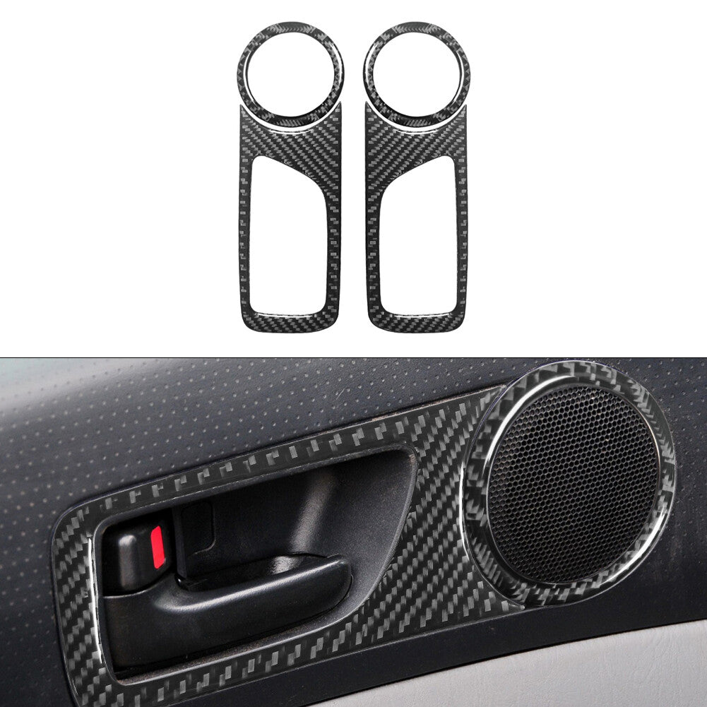 for Toyota Tacoma 2012-2015 Front Door Horn Ring Trim Handle Cover Carbon Fiber