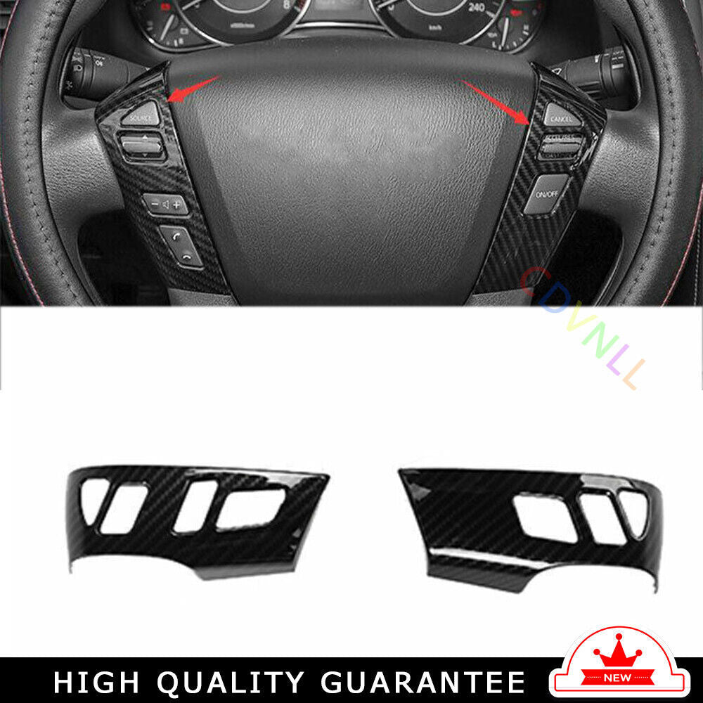 Steering Wheel Button Frame Trim 2 for Nissan Armada Y62 2017-2020 Carbon Fiber