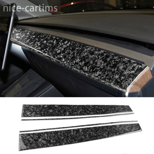for Tesla Model 3 /Y 2017-22 Forged Carbon Dashboard Central Control Panel Cover