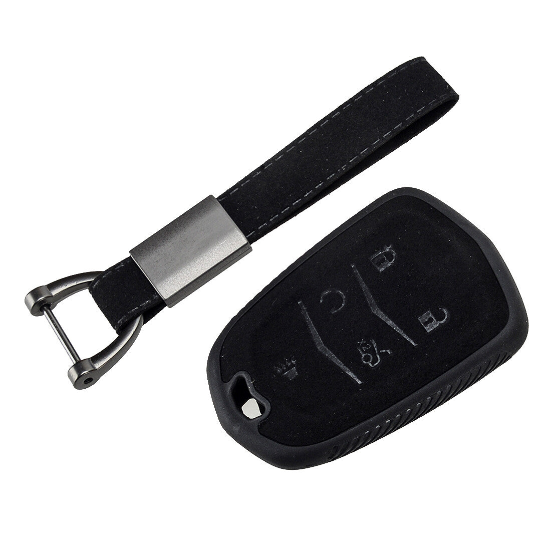 Suede Leather 5 Button Key Fob Case Cover Shell Fit for Cadillac ATS XTS CTS SRX