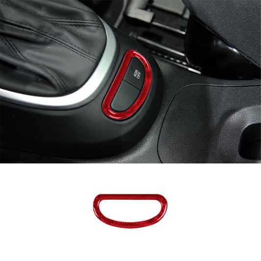 Red Carbon Fiber Gear Shift Floor Console Buttons Cover Trim For 14-17 for Fiat 500L