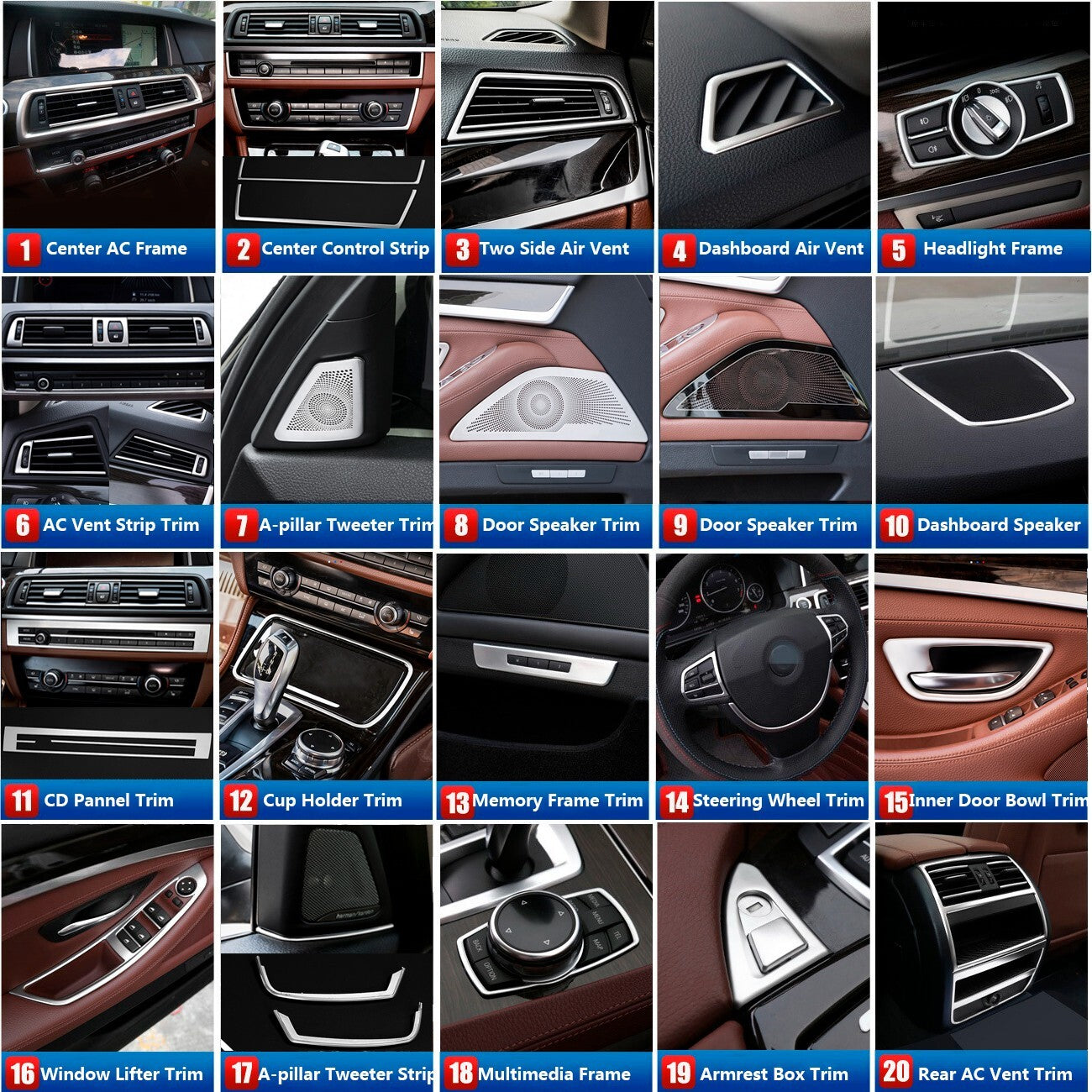 2x for BMW 5 Series F10 F11 Auto Car Door Speaker Stereo Cover Trims Accessories