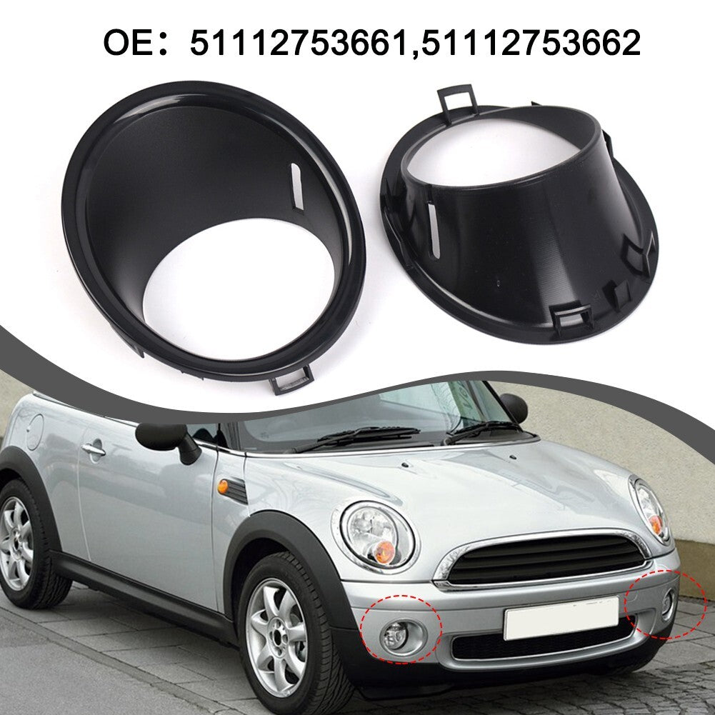 Pair Front Fog Light Lamp Black Trim Ring Cover for Mini For Cooper R55 R56 R57