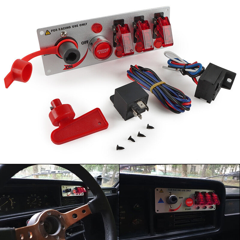 12V 20A Ignition Switch Panel for Racing Cars - Push-button Switch Panel with Relay