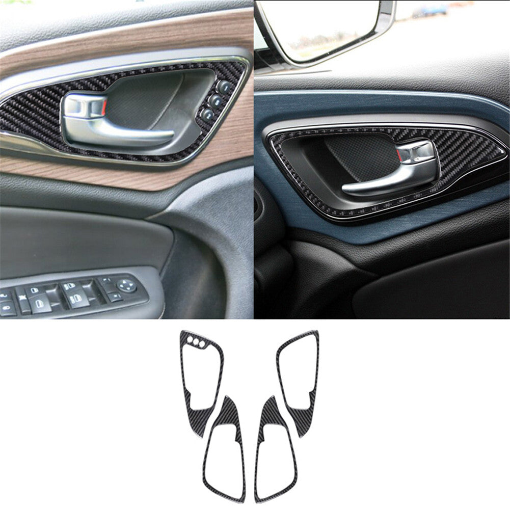 4X Carbon Fiber Door Handle Frame Cover Trim for Chrysler 200 2015-2017 Type A