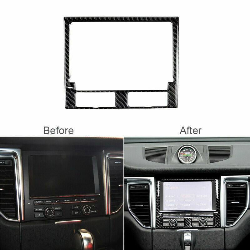 Carbon Fiber Inner GPS Navigation Panel Cover Trim Fit for Porsche Macan 2014-19