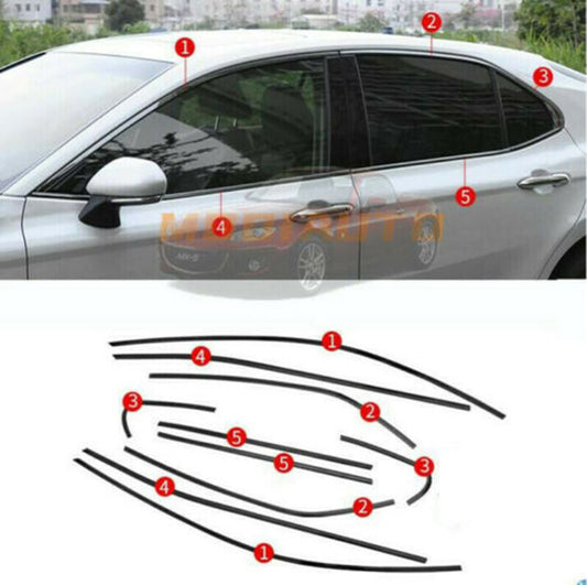 for Toyota for Camry 2018-2023 Glossy black Car Window Molding Strip Cover Trim 10Pc