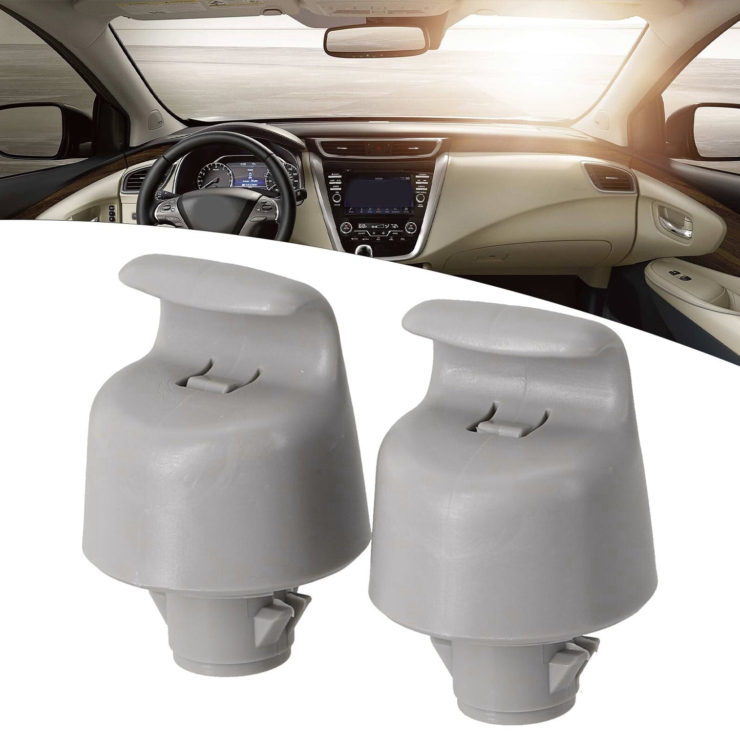 2X Sun Visor Retainer-Clip Hook for Nissan Murano-Rogue Pathfinder Altima Grey
