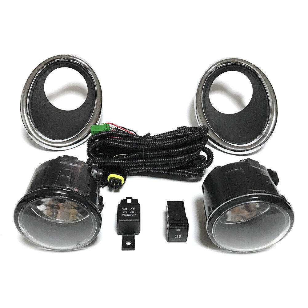 Pair Fog Light Lamp+Wiring+Switch Kit for Nissan QASHQAI J11 2014-2017 2015 2016