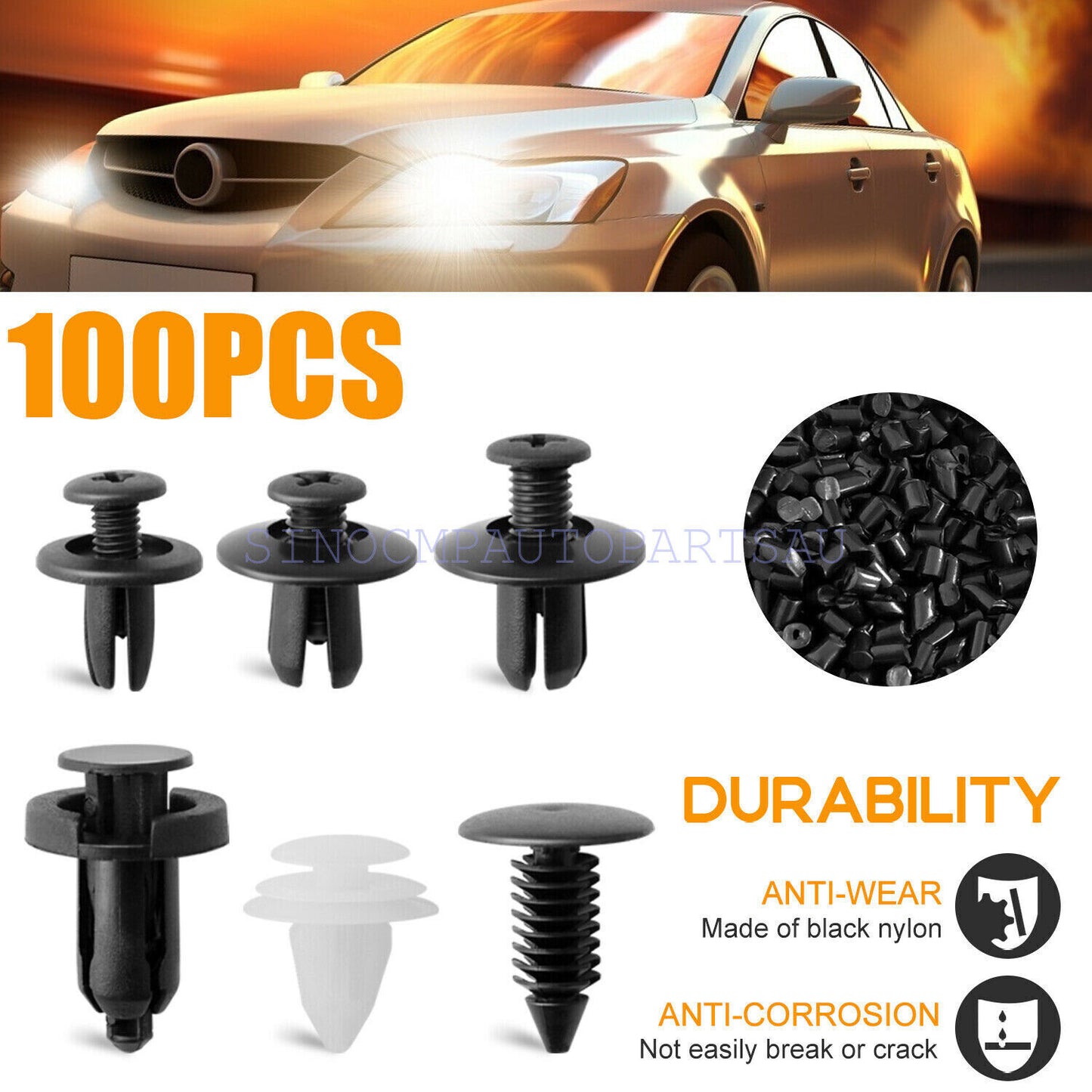 01553-0038U 100pcs Plastic Trim Retainer Fastener Clips Push Pin Fender Bumper
