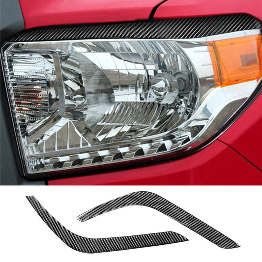 Kit For T@yota Tundr@ 2014-21 Carbon Fiber Front Headlight Eyelids Eyebrow Cover