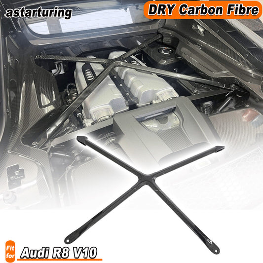 Fit for Audi R8 V10 2022-24 Dry Carbon Fiber Engine X Brace Bracket Trim Covers
