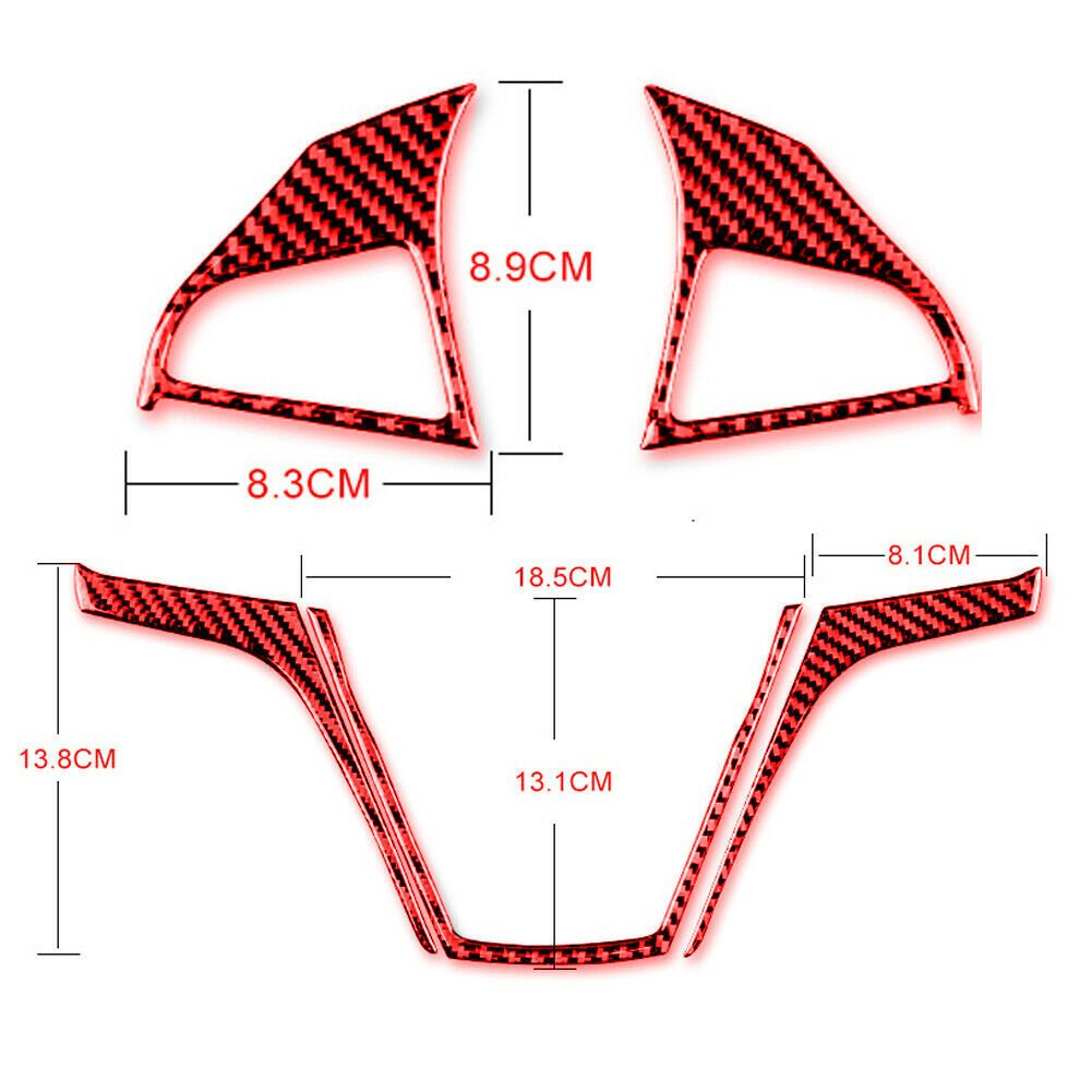 5PCS RED CARBON FIBER STEERING WHEEL COVER TRIM for Chevrolet Camaro 2010-2015