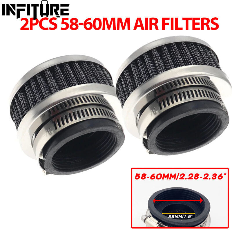 2pcs 60mm Air Filter For 50cc 70cc 90 110cc ATV Quad Dirt Pit Bike Go Kart
