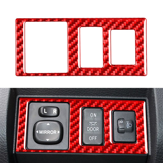 Carbon Fiber Head Light Control Button Cover Fit for Toyota Tundra 2014-2021 Red Car