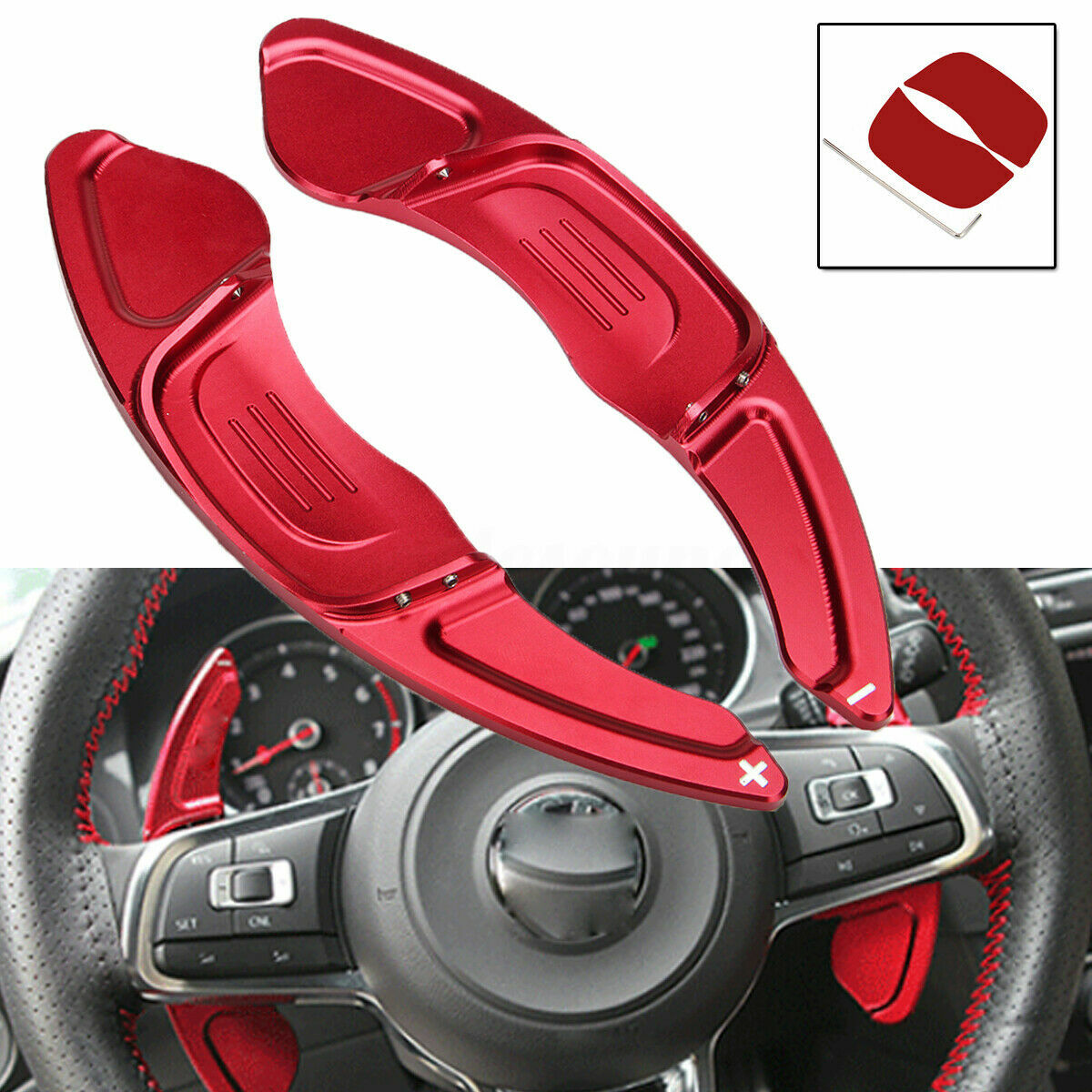 2x Steering Wheel Shift Paddle Blade Shifter Extension for VW for Golf MK7 TSI GTI R